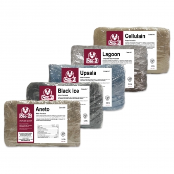 SIO-2 Porcelain Ceramic Pottery Clay Assortment, 17.5 lb - Aneto, Black Ice, Upsala, Lagoon, Cellulain